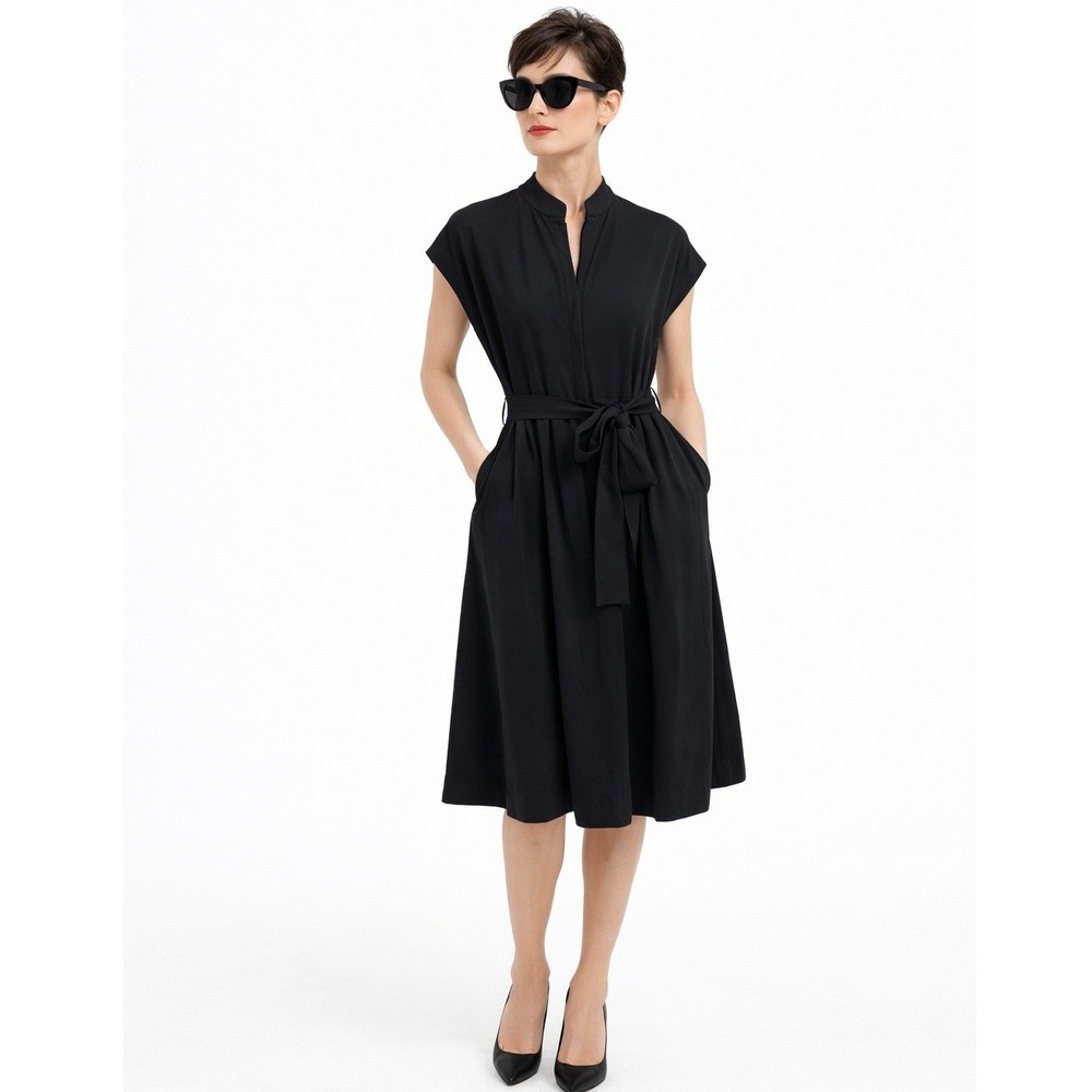 41 Hawthorn Paris Knit Poplin Dress Women Size L Black NWT